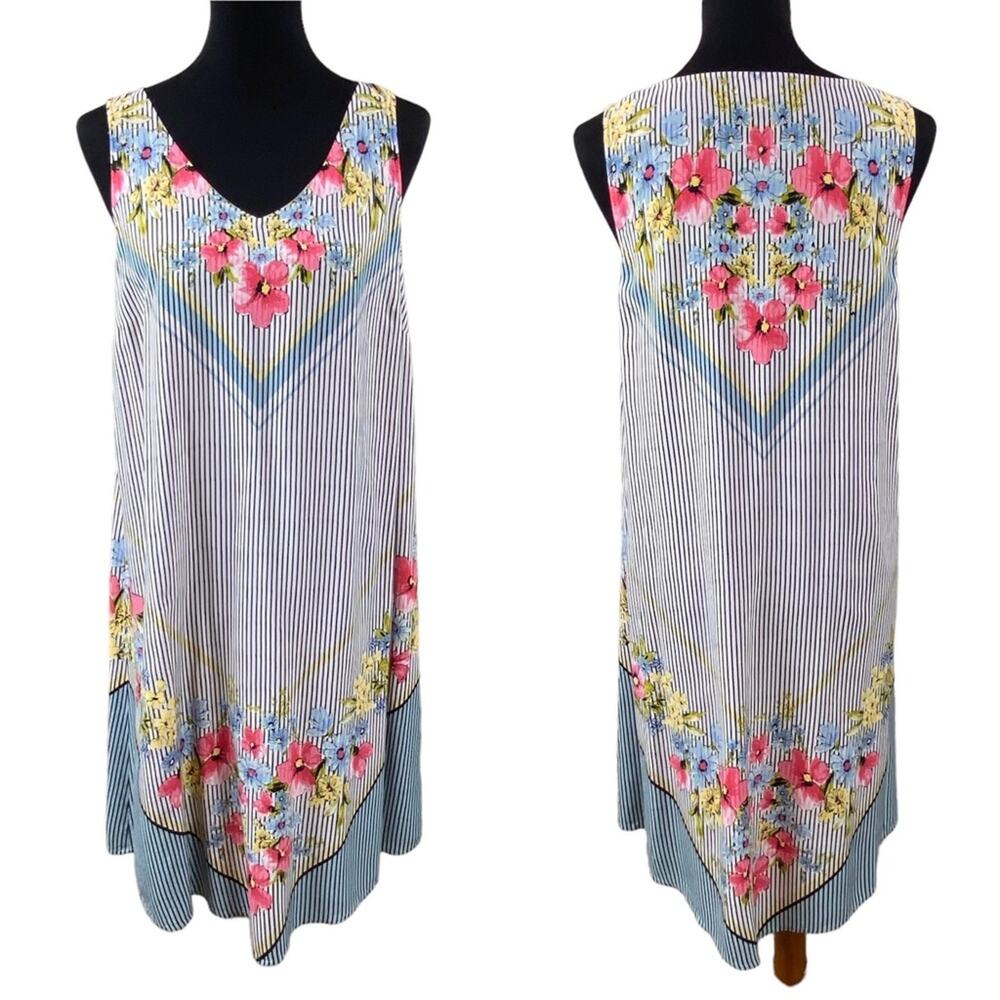J. Jill Womens Floral Lightweight Sleeveless Shift Dress Size M Beach
